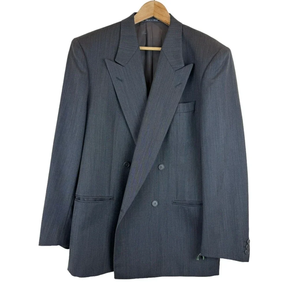 LUBIAM Men's Double Breasted Men's Sport Coat Blazer Size 44R US 100% Wool Italy